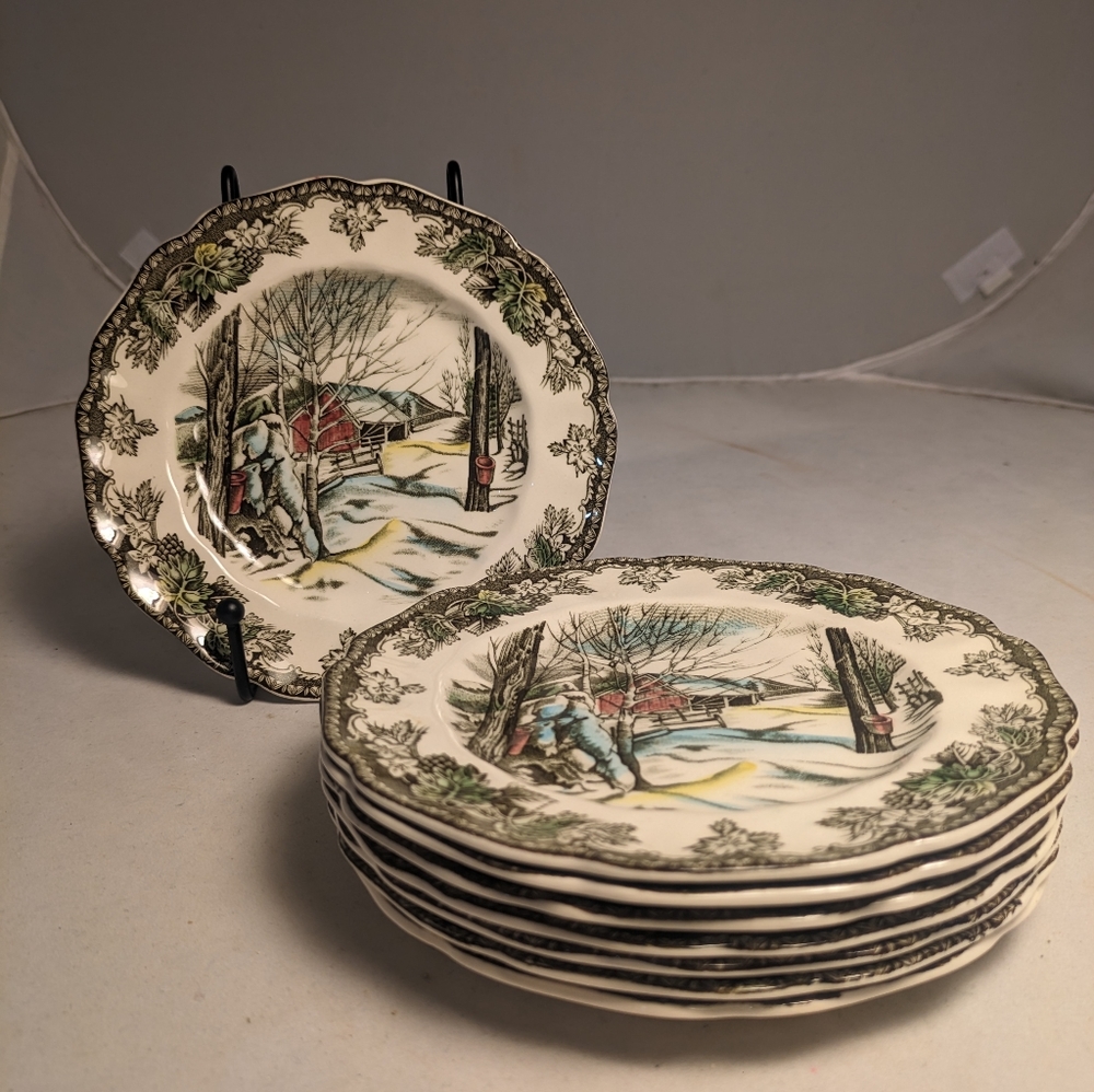 Set of 8, The Friendly Village Bread Plates by Johnson Brothers England
